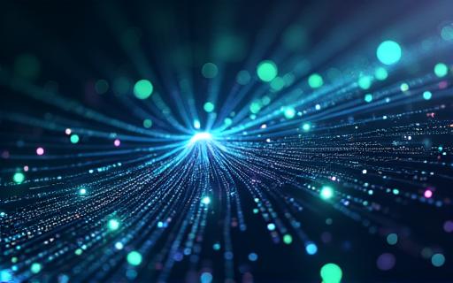 Abstract visualization of AI processing data streams